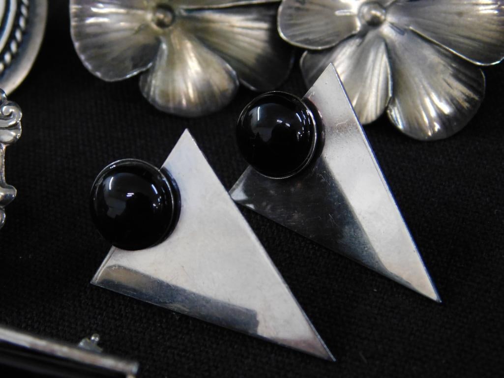 Sterling Silver - 5 Pairs of Pierced Post Earrings - 27.94 Grams TW - 5