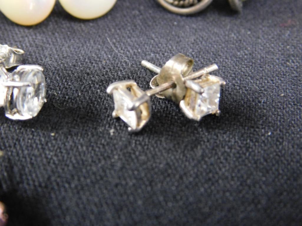 Sterling Silver - 13 Pairs of Pierced Post Earrings - 27.33 Grams TW - 11