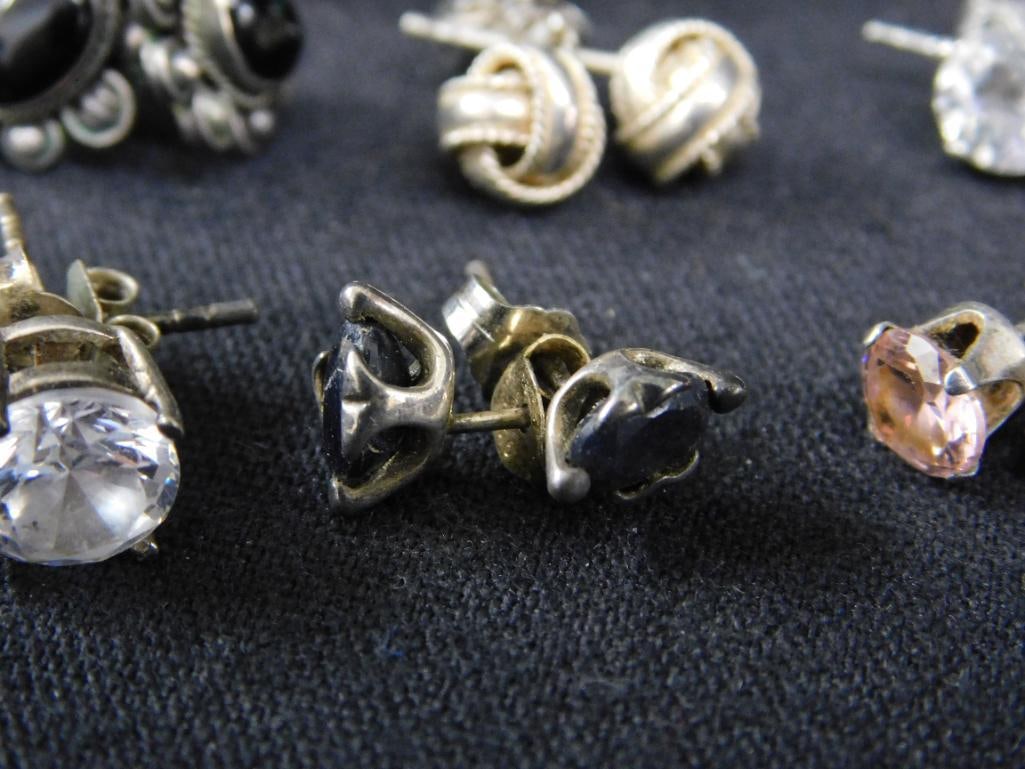 Sterling Silver - 13 Pairs of Pierced Post Earrings - 27.33 Grams TW - 13