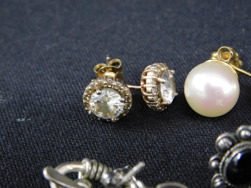 Sterling Silver - 13 Pairs of Pierced Post Earrings - 27.33 Grams TW - 2