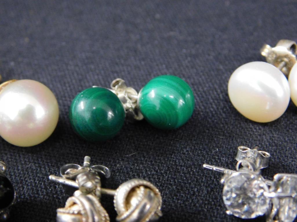 Sterling Silver - 13 Pairs of Pierced Post Earrings - 27.33 Grams TW - 4