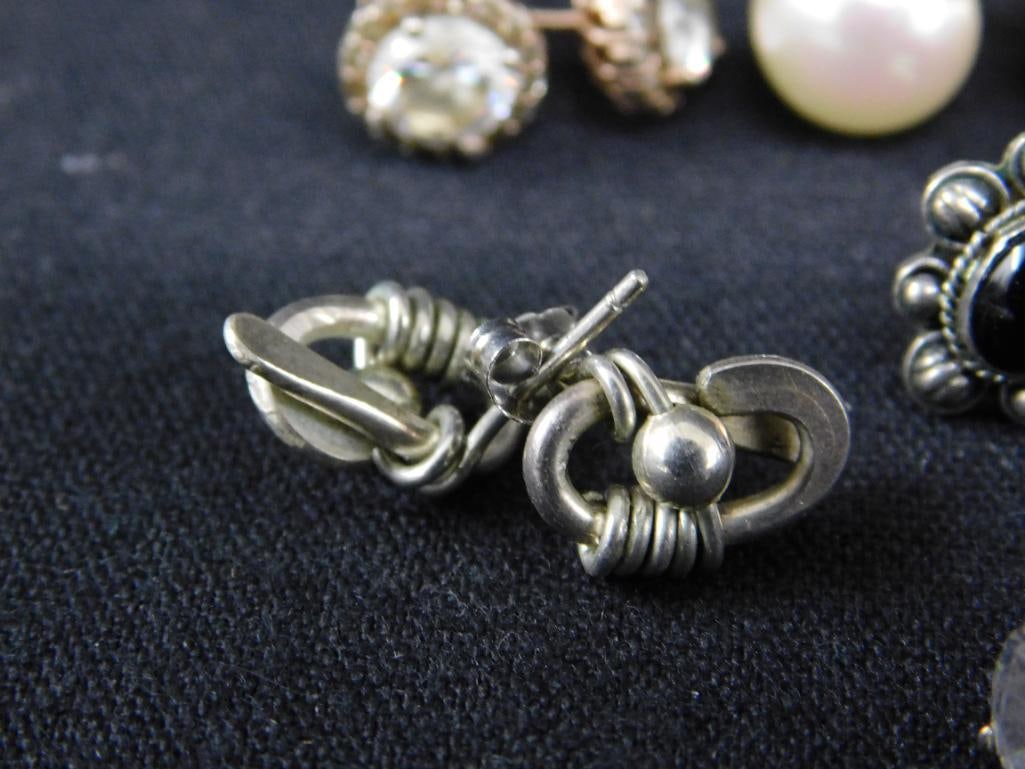 Sterling Silver - 13 Pairs of Pierced Post Earrings - 27.33 Grams TW - 7