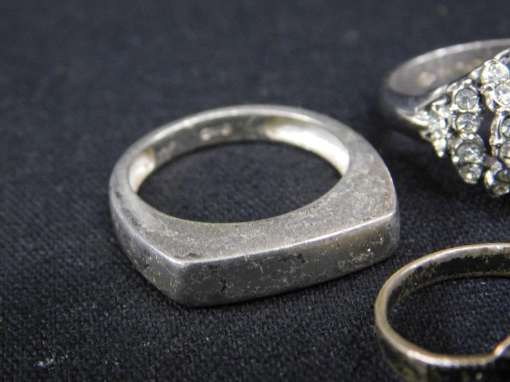 Sterling Silver - 5 Rings - 2-Size 6 - 1-Size 7 - 2-Size 8 - 22.43 Grams TW - 2