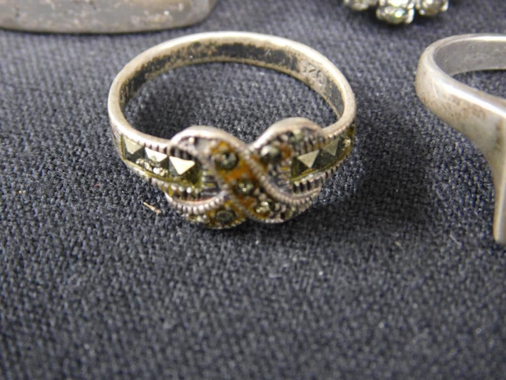 Sterling Silver - 5 Rings - 2-Size 6 - 1-Size 7 - 2-Size 8 - 22.43 Grams TW - 5