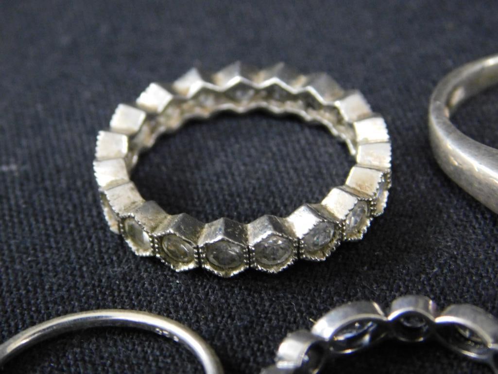 Sterling Silver - 9 Rings - 2-Size 5 - 2-Size 6 - 5-Size 8 - 25.96 Grams TW - 2