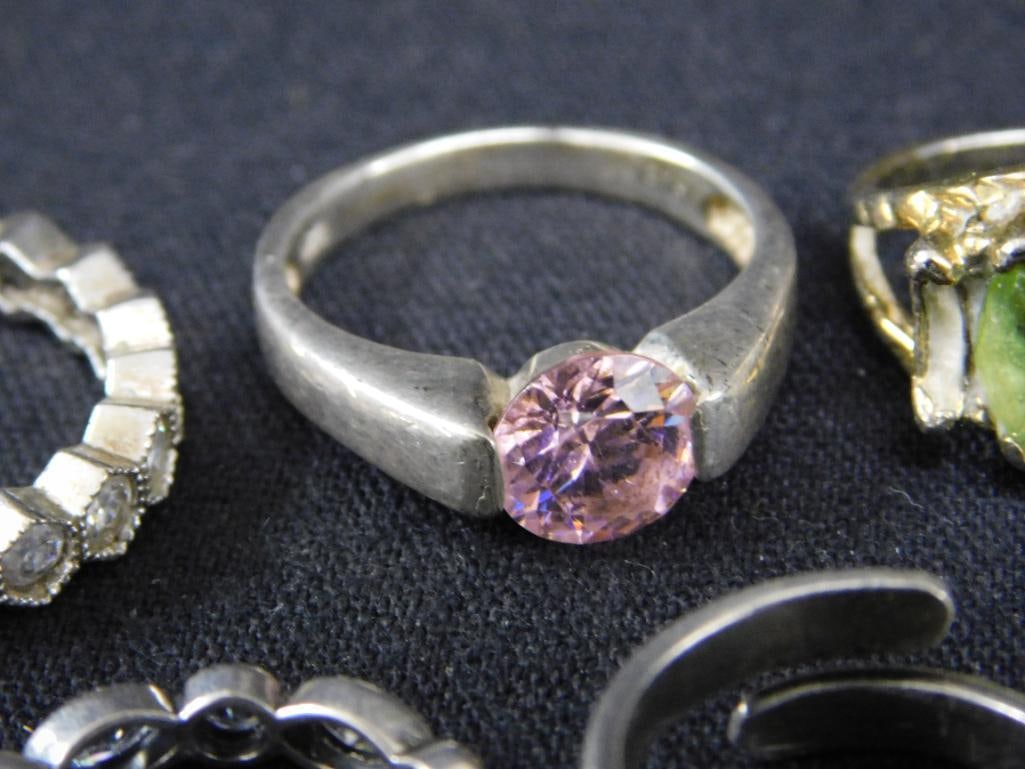 Sterling Silver - 9 Rings - 2-Size 5 - 2-Size 6 - 5-Size 8 - 25.96 Grams TW - 3
