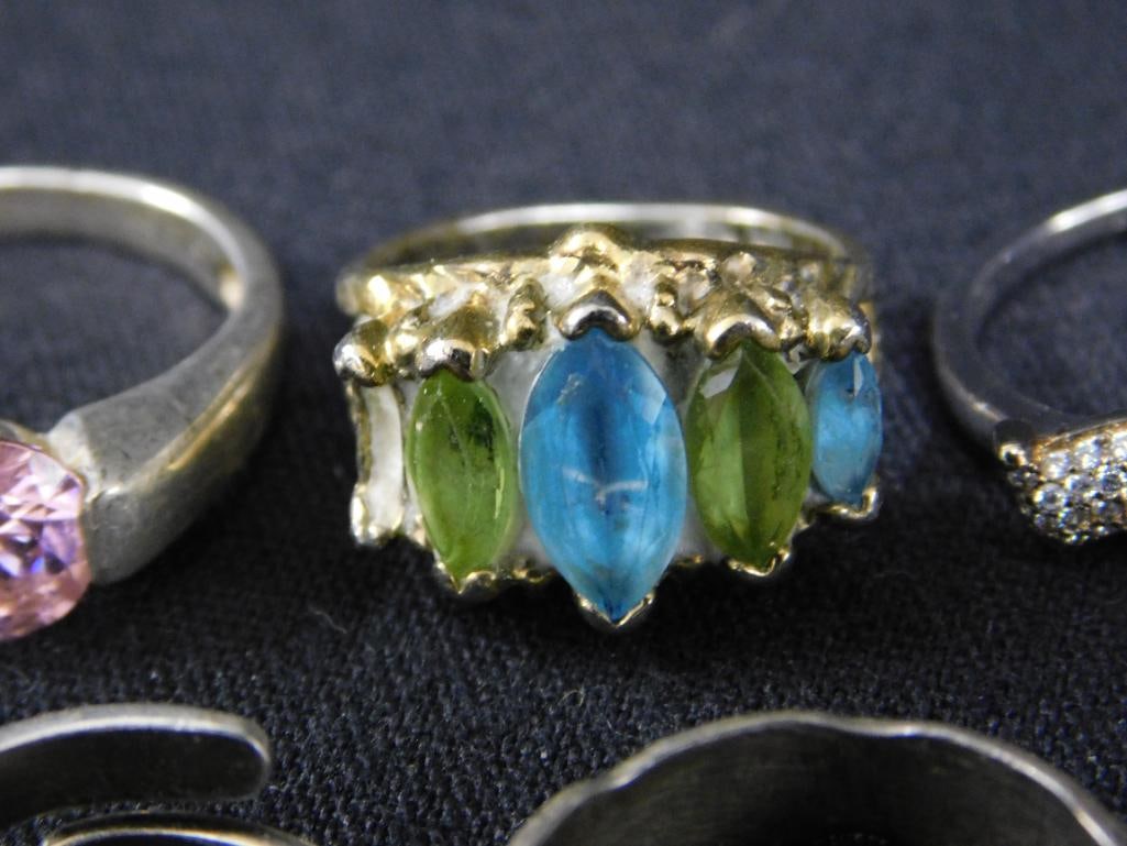 Sterling Silver - 9 Rings - 2-Size 5 - 2-Size 6 - 5-Size 8 - 25.96 Grams TW - 4