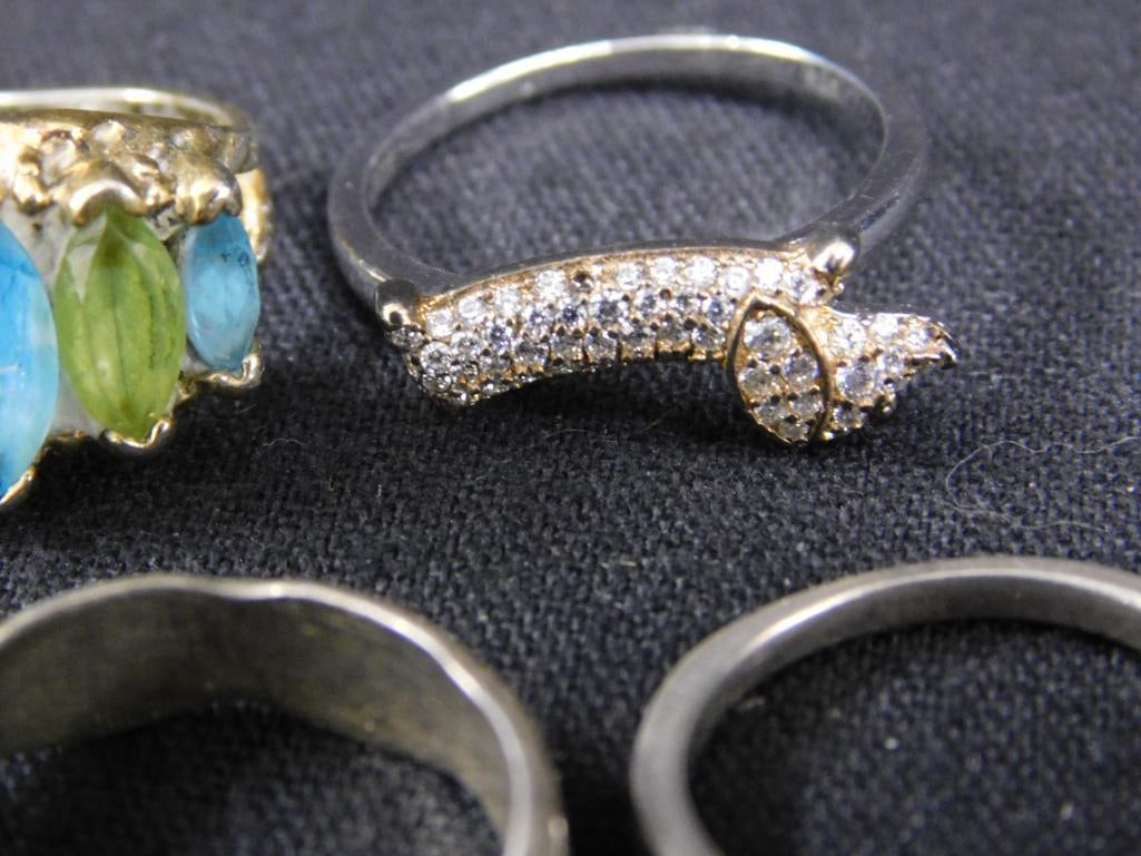 Sterling Silver - 9 Rings - 2-Size 5 - 2-Size 6 - 5-Size 8 - 25.96 Grams TW - 5