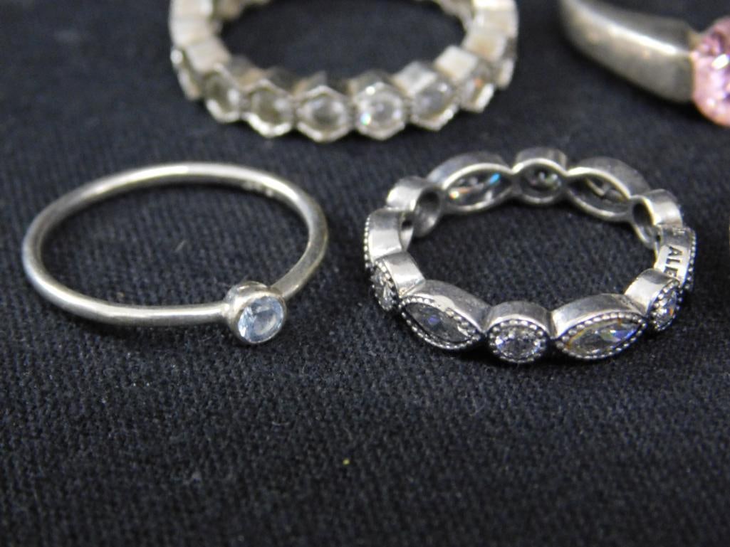 Sterling Silver - 9 Rings - 2-Size 5 - 2-Size 6 - 5-Size 8 - 25.96 Grams TW - 6