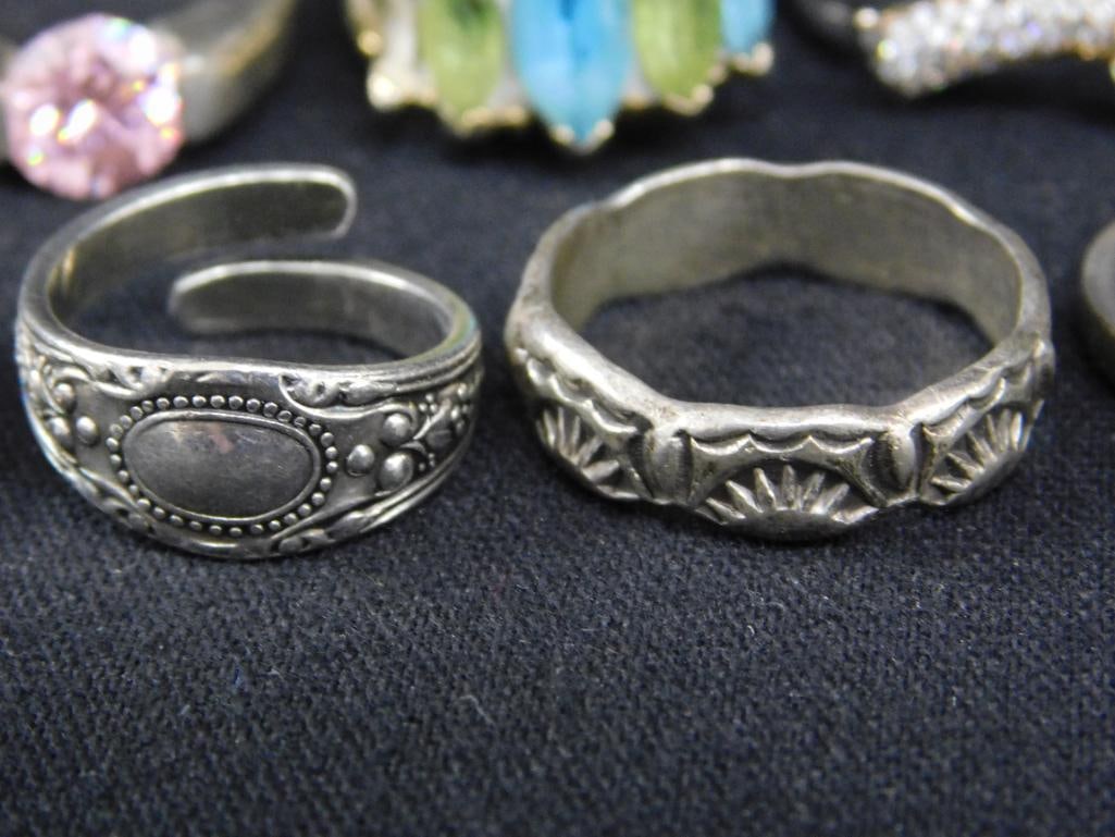 Sterling Silver - 9 Rings - 2-Size 5 - 2-Size 6 - 5-Size 8 - 25.96 Grams TW - 7