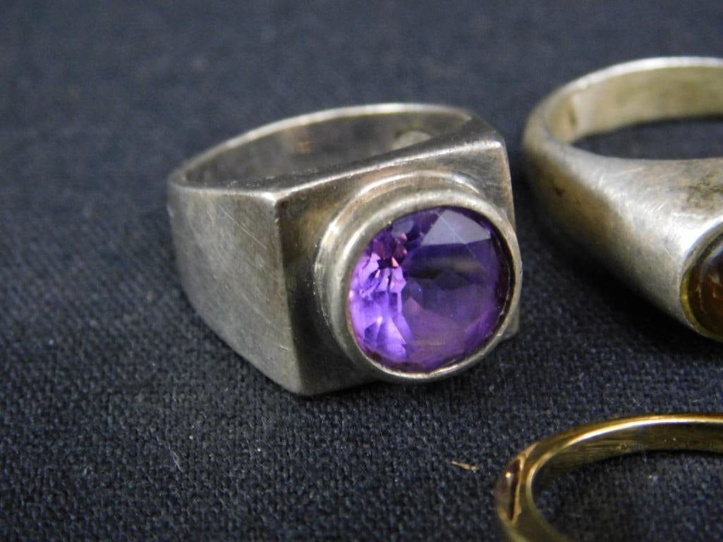 Sterling Silver - 5 Rings - 1-Size 6 - 2-Size 7 - 1-Size 8 - 1-Size 11 - 28.38 Grams TW - 2