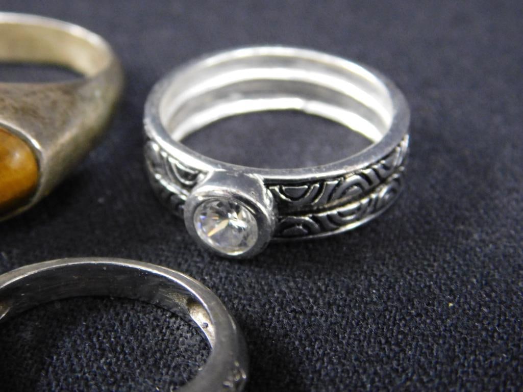 Sterling Silver - 5 Rings - 1-Size 6 - 2-Size 7 - 1-Size 8 - 1-Size 11 - 28.38 Grams TW - 4