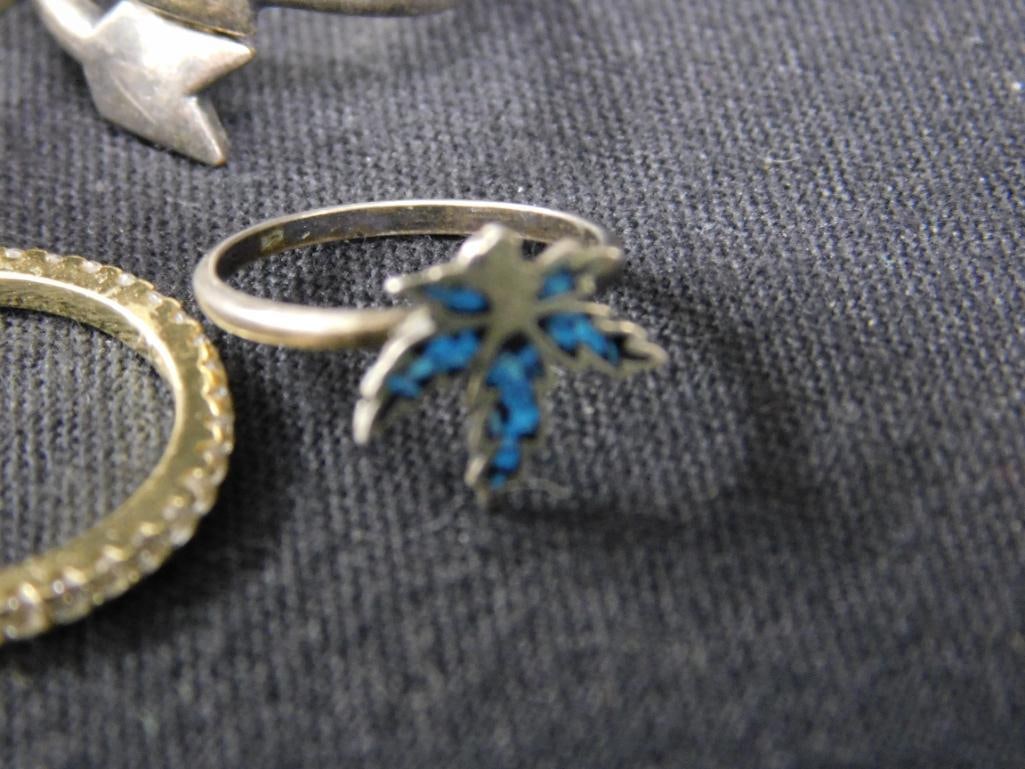 Sterling Silver - 10 Rings - 2-Size 3 - 1-Size 5 - 1-Size 6 - 4-Size 7 - 2-Size 8 - 23.48 Grams TW - 9