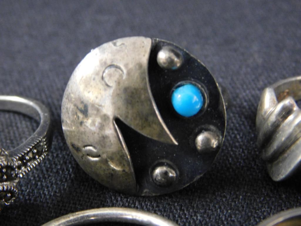 Sterling Silver - 7 Rings - 3-Size 6 - 2-Size 7 - 2-Size 8 - 25.57 Grams TW - 3