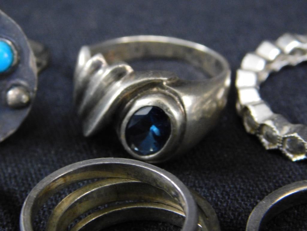 Sterling Silver - 7 Rings - 3-Size 6 - 2-Size 7 - 2-Size 8 - 25.57 Grams TW - 4