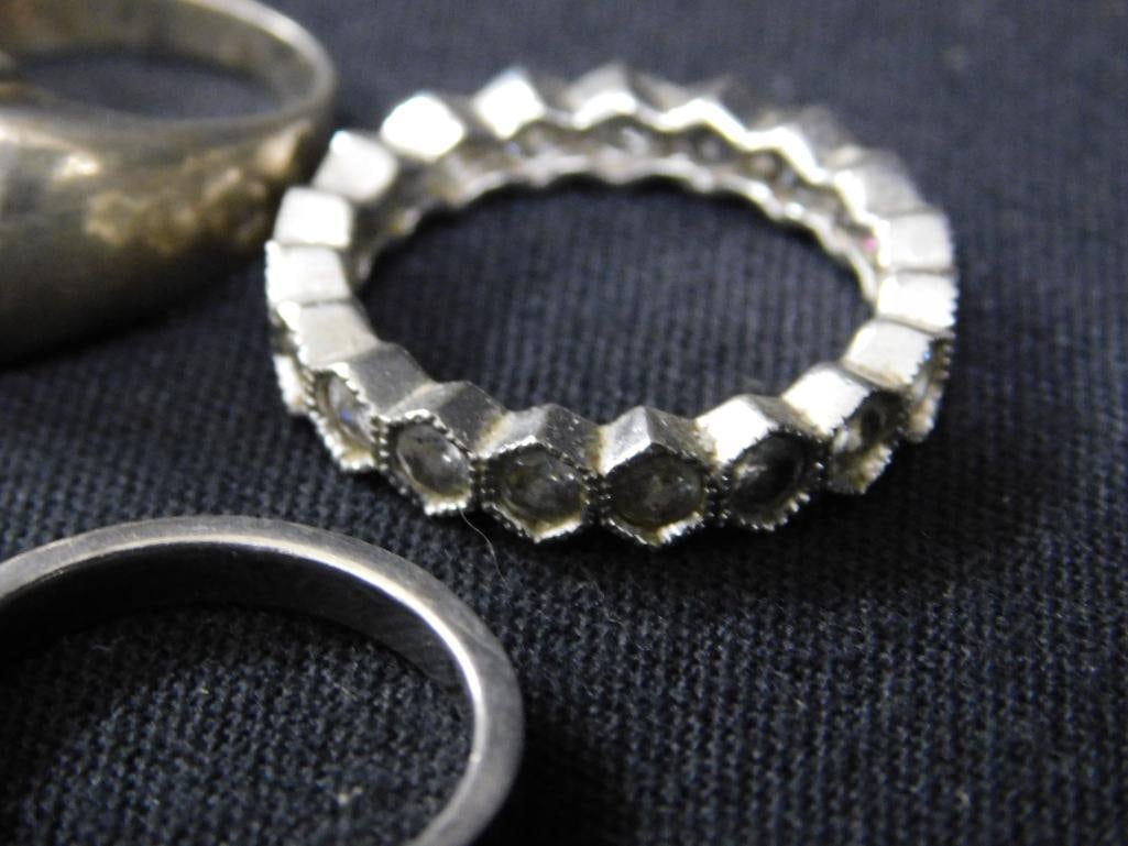 Sterling Silver - 7 Rings - 3-Size 6 - 2-Size 7 - 2-Size 8 - 25.57 Grams TW - 5