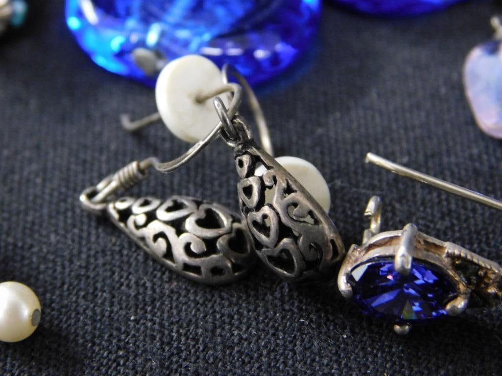 Sterling Silver - 6 Pairs of Pierced Earrings - 25.88 Grams TW - 6