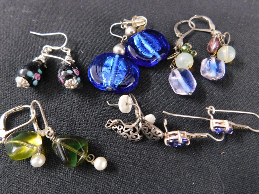 Sterling Silver - 6 Pairs of Pierced Earrings - 25.88 Grams TW - 8