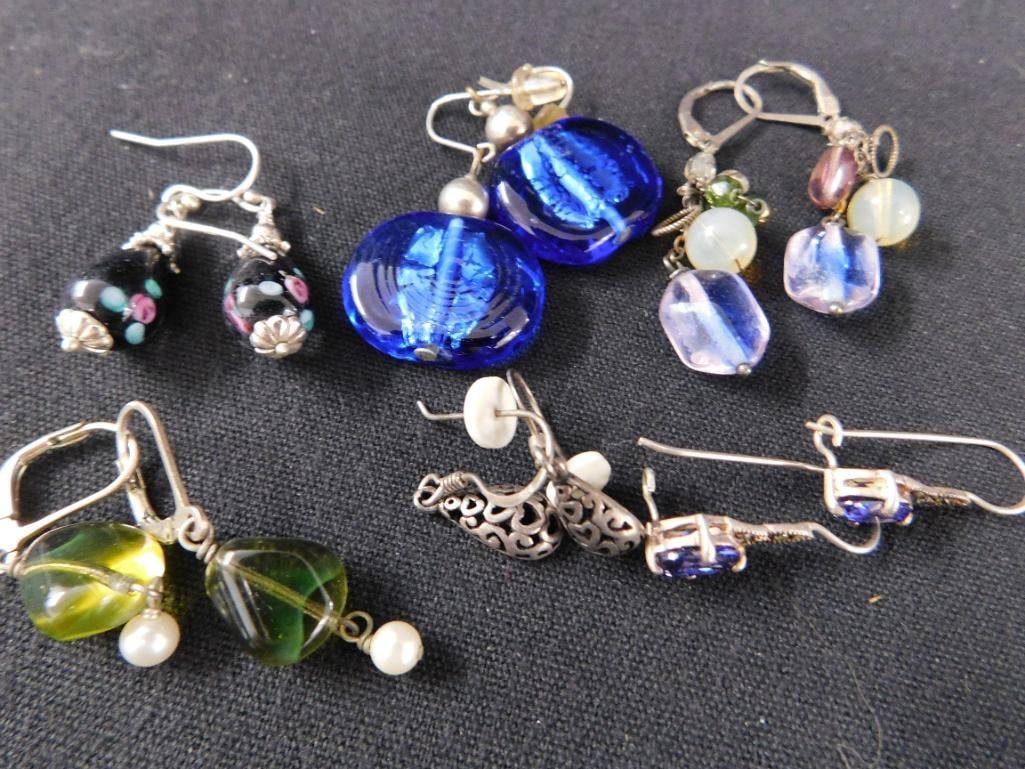 Sterling Silver - 6 Pairs of Pierced Earrings - 25.88 Grams TW - 9