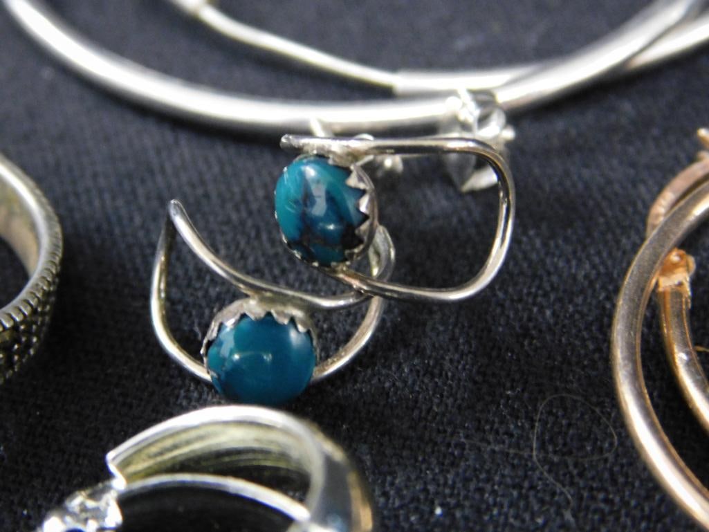 Sterling Silver - 9 Pairs of Pierced Hoop Earrings - 24.83 Grams TW - 9