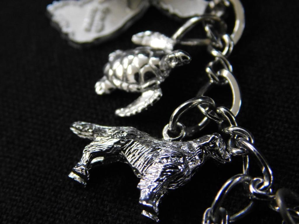 Sterling Silver - 7" Charm Bracelet - 29.62 Grams TW - 3