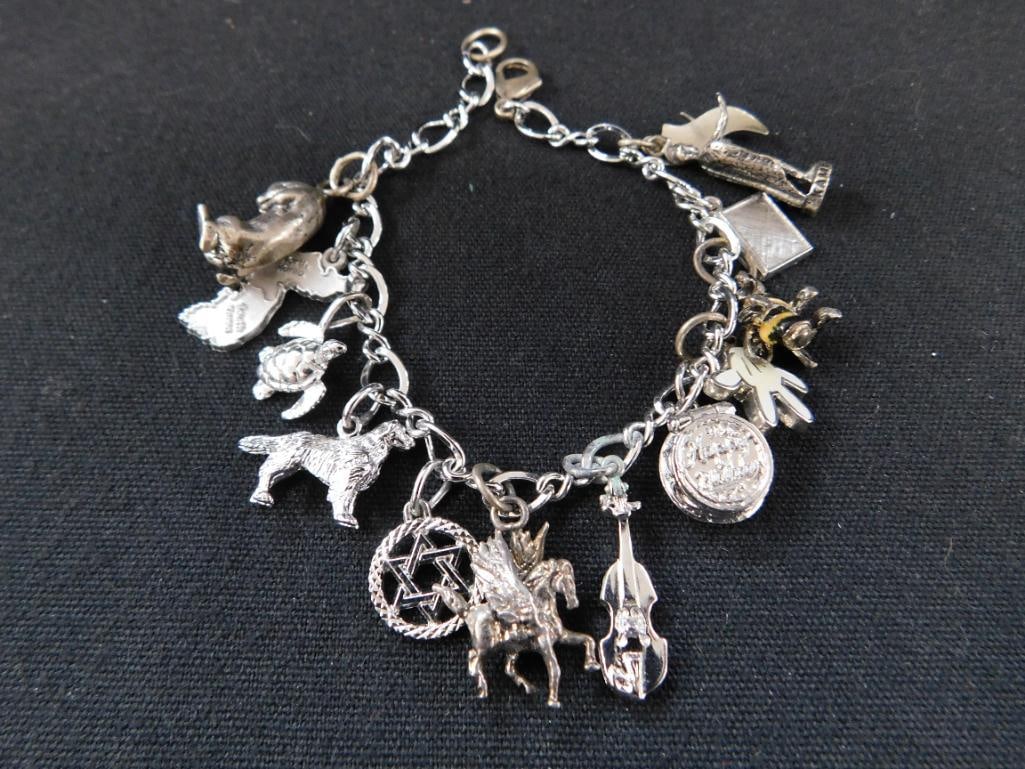 Sterling Silver - 7" Charm Bracelet - 29.62 Grams TW - 7