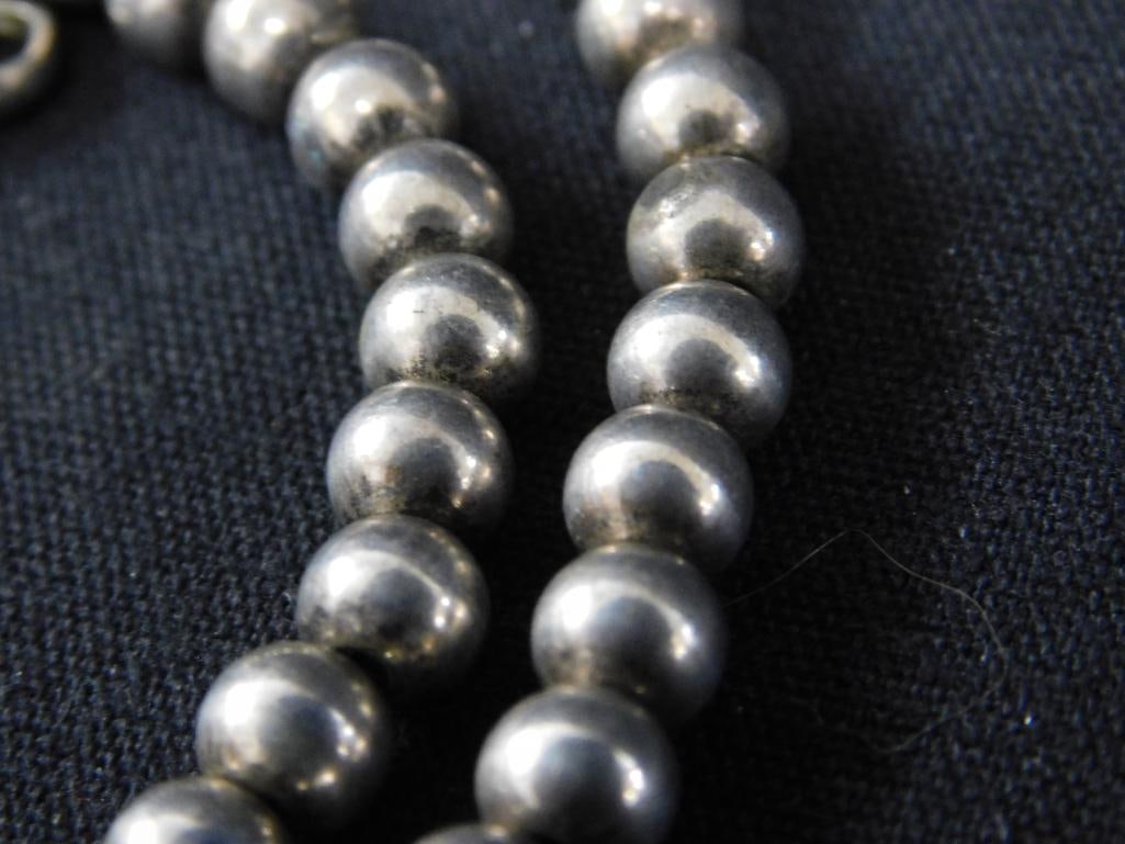 Sterling Silver - 19" Beaded Necklace - 29.67 Grams - 4
