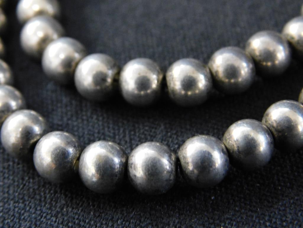 Sterling Silver - 19" Beaded Necklace - 29.67 Grams - 5
