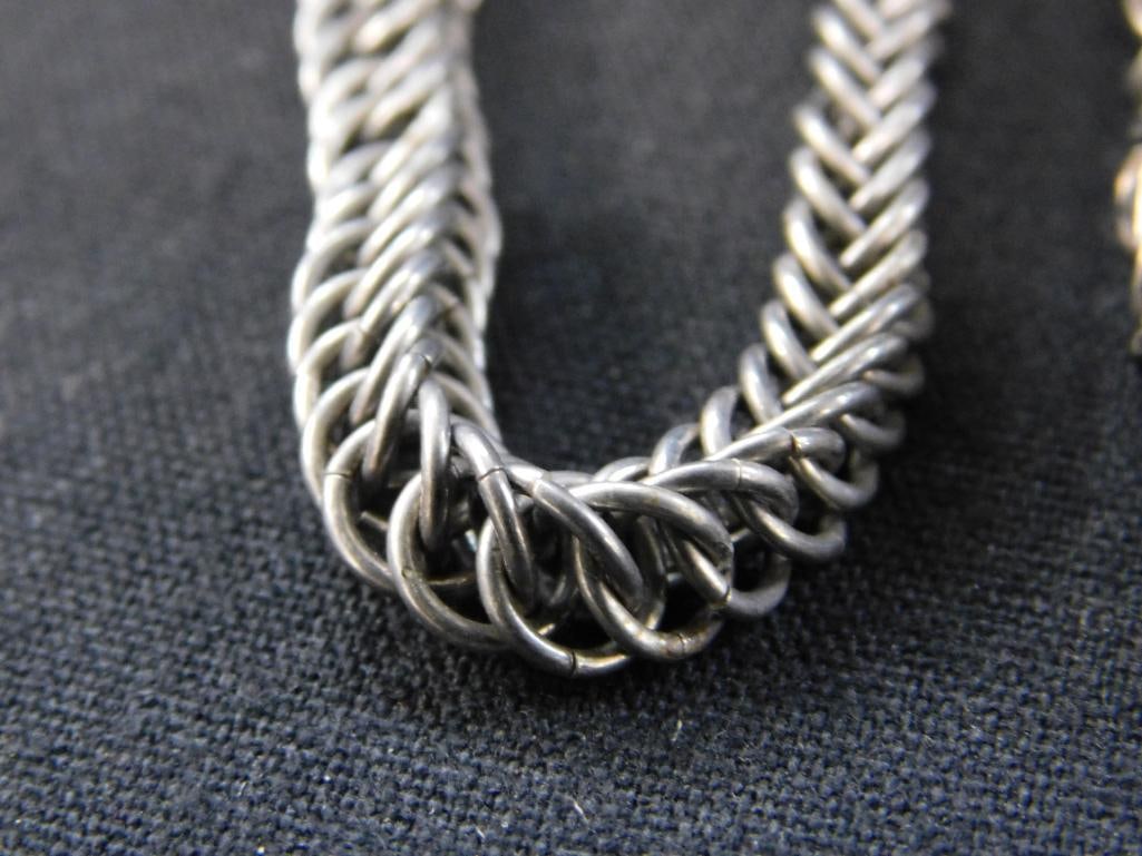 Sterling Silver - 2 Bracelets - Dyadema - 1-7" - 1-7.5" - 30.42 Grams - 5