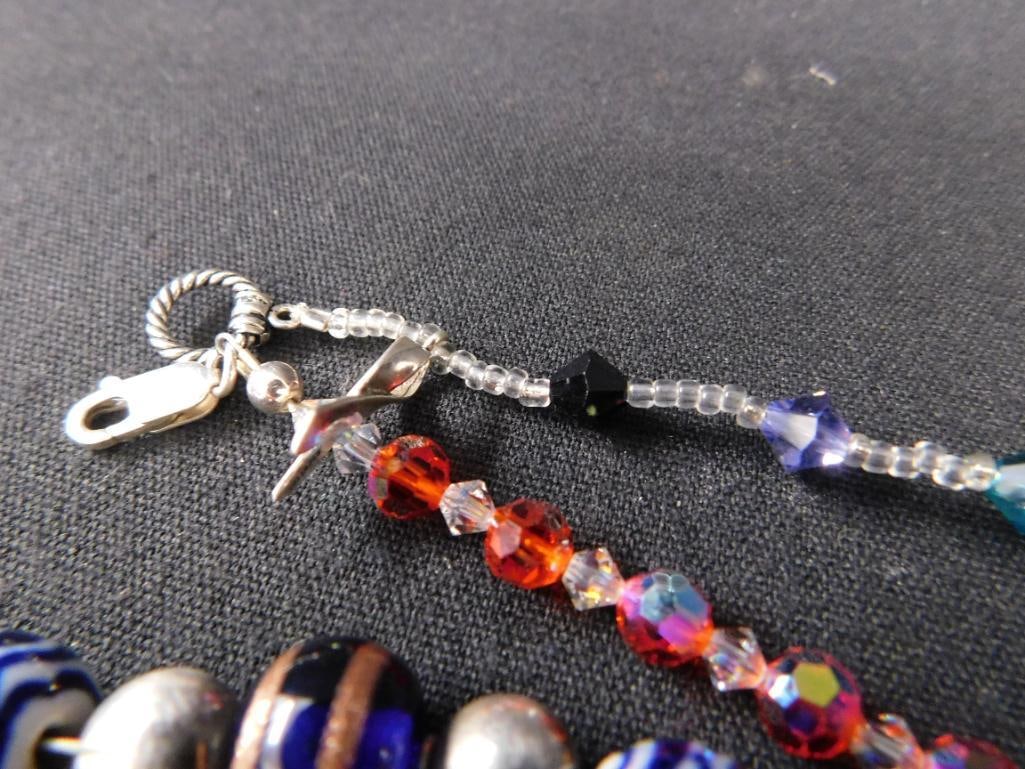 Sterling Silver - 4 Beaded Bracelets - 74.51 Grams TW - 7