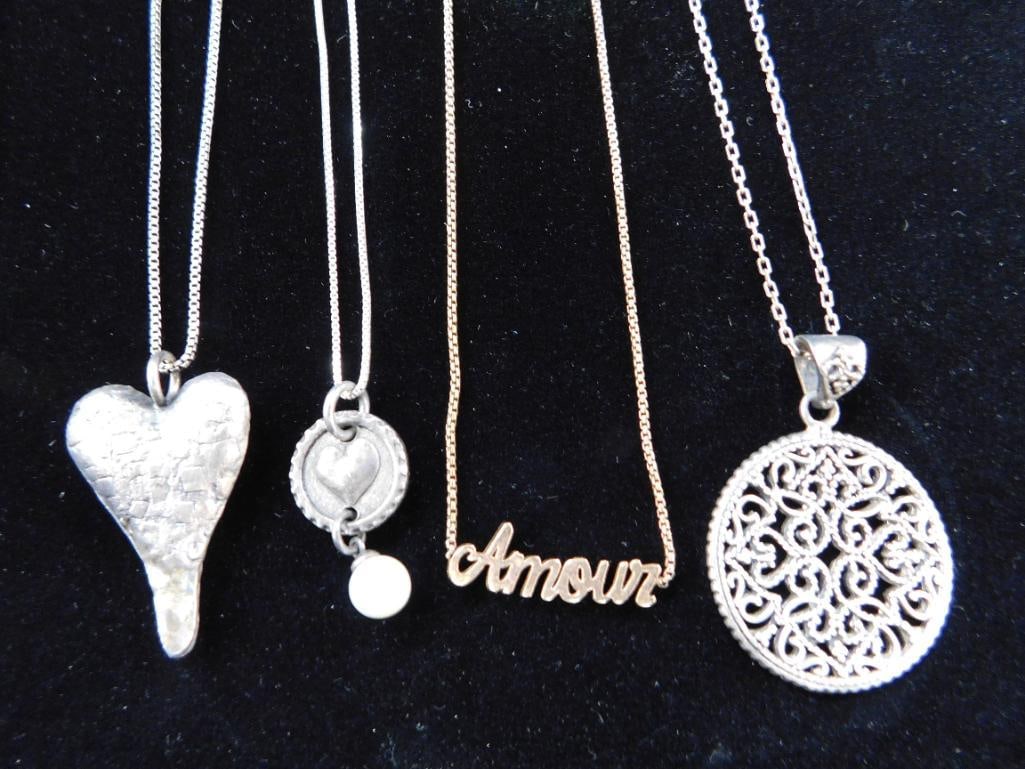 Sterling Silver - 4 Necklaces - 2-16" - 2-18" - 28.68 Grams - 1 Is Alex and Ani - 6