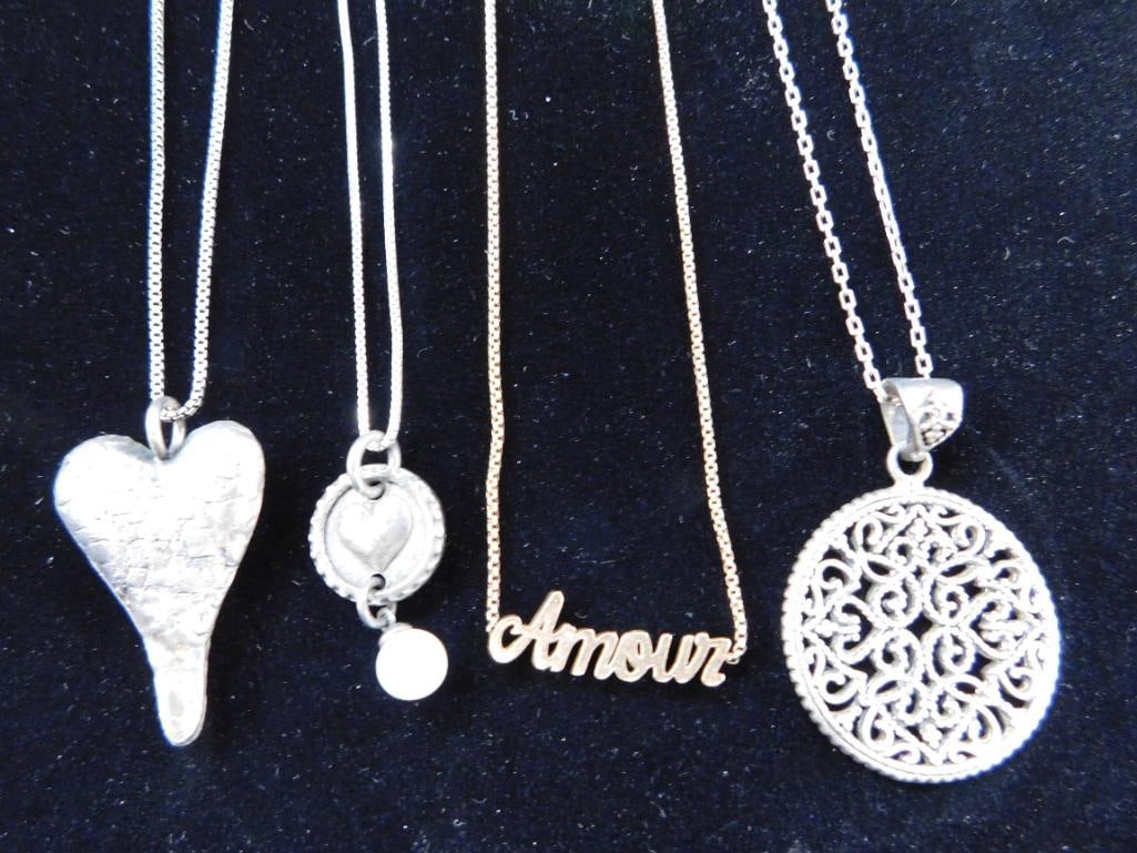 Sterling Silver - 4 Necklaces - 2-16" - 2-18" - 28.68 Grams - 1 Is Alex and Ani - 7