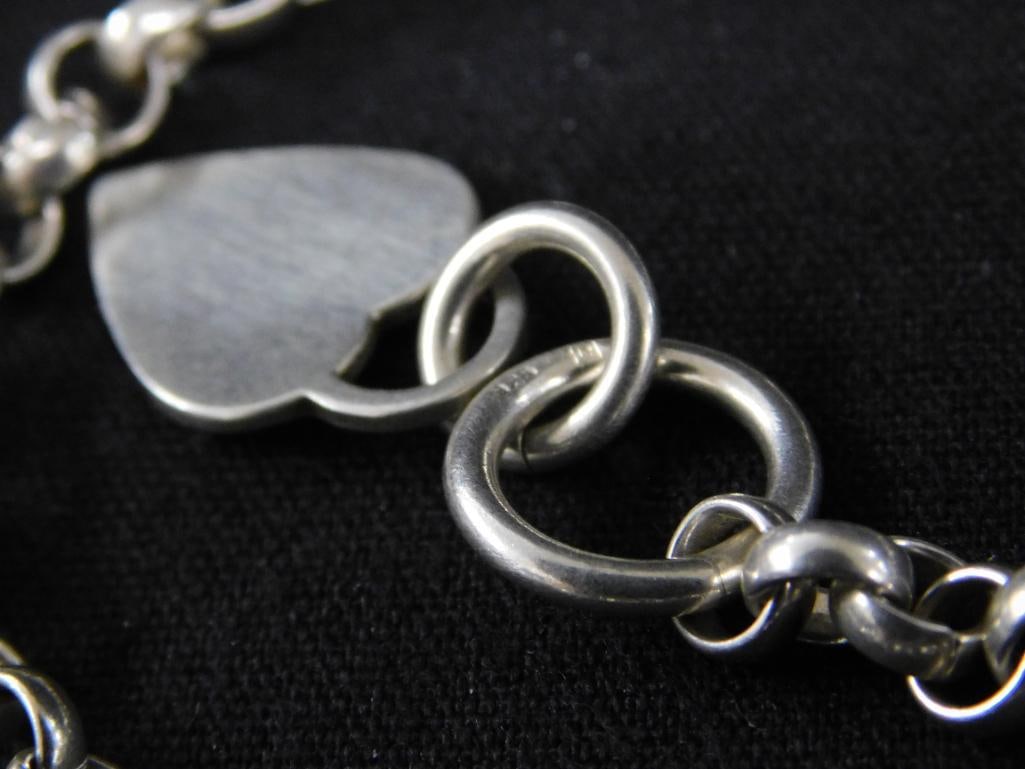Sterling Silver - 18" Toggle necklace - Heart Charm - 32.32 Grams - 2