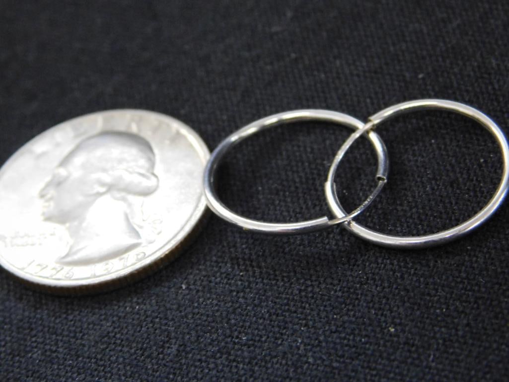 14K White Gold - Pierced Earrings - Hoop - .43 Grams - 3