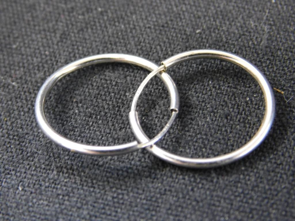 14K White Gold - Pierced Earrings - Hoop - .43 Grams - 4