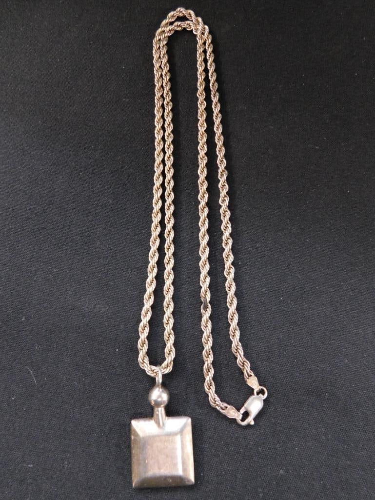 Sterling Silver - 28.5"Chain Necklace with Scent Bottle - 43 Grams - 2