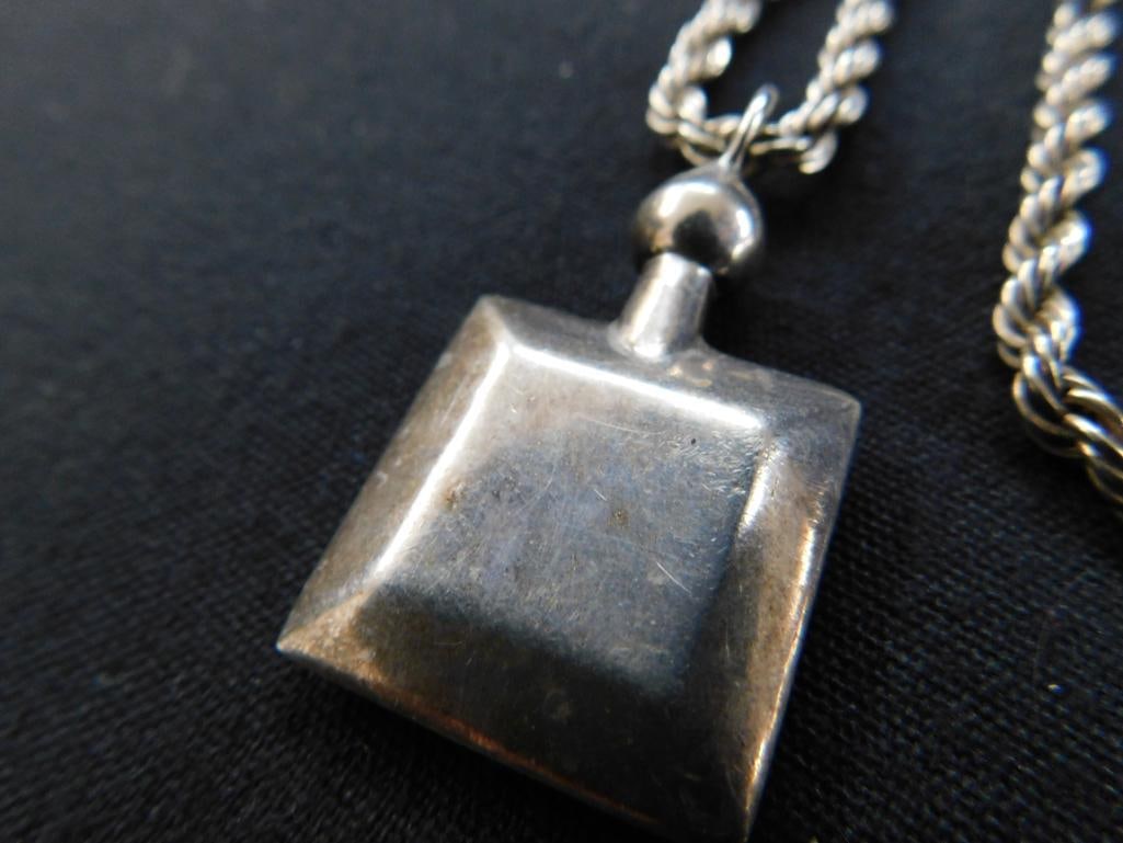 Sterling Silver - 28.5"Chain Necklace with Scent Bottle - 43 Grams - 5