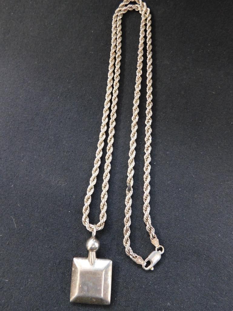 Sterling Silver - 28.5"Chain Necklace with Scent Bottle - 43 Grams - 6