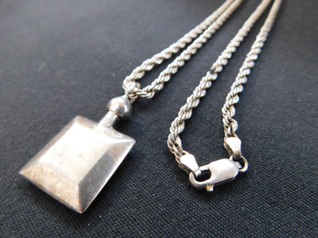 Sterling Silver - 28.5"Chain Necklace with Scent Bottle - 43 Grams - 7