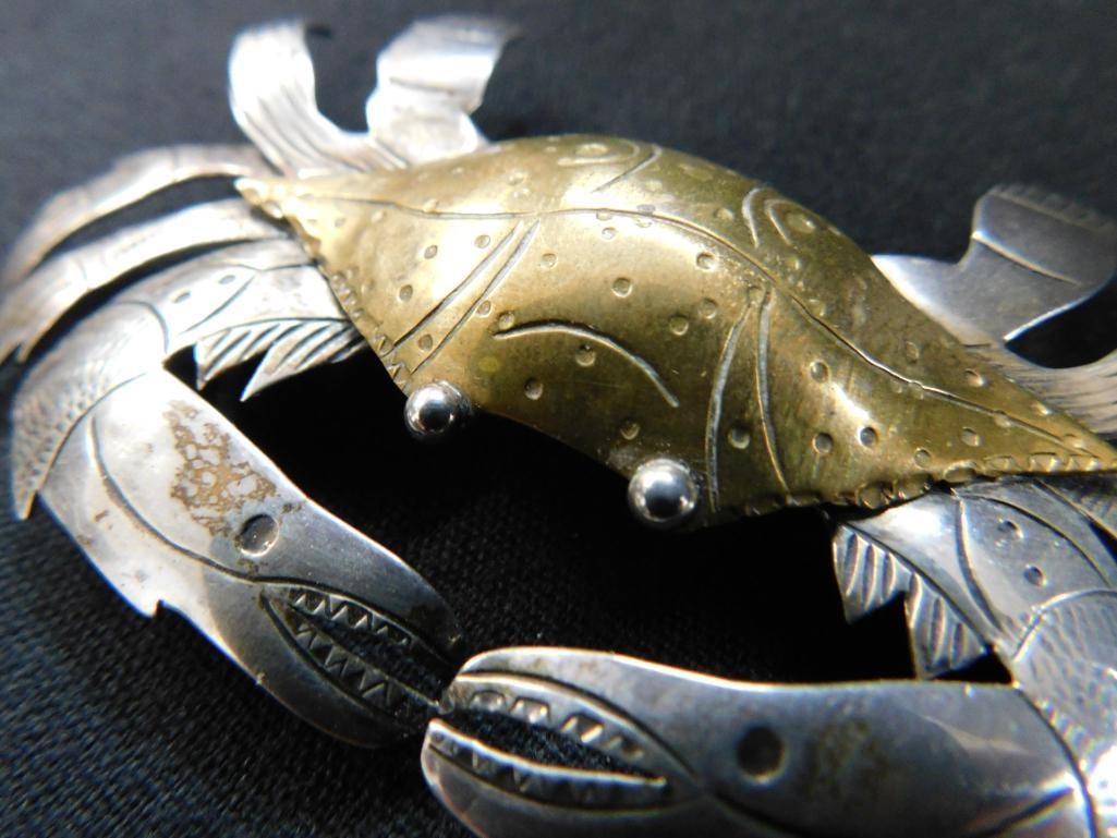 Sterling Silver - Crab Brooch - 19 Grams TW - 3