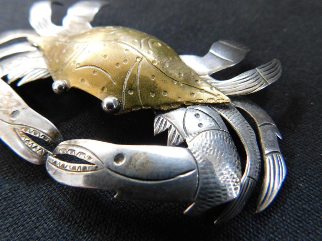 Sterling Silver - Crab Brooch - 19 Grams TW - 4