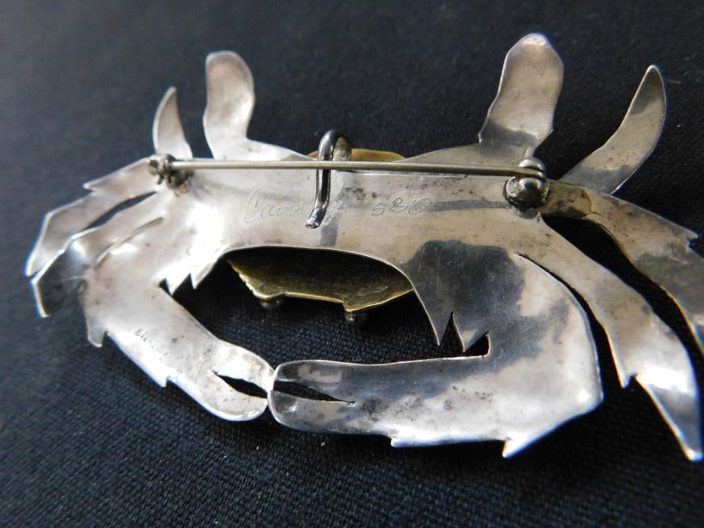 Sterling Silver - Crab Brooch - 19 Grams TW - 5