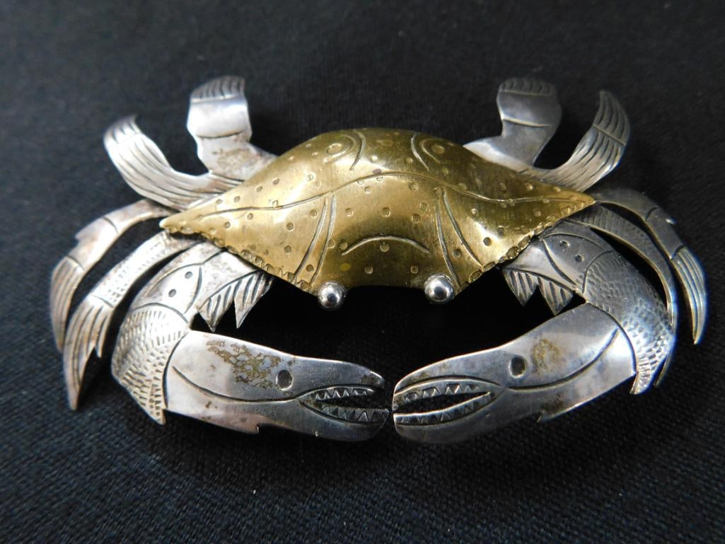 Sterling Silver - Crab Brooch - 19 Grams TW - 7