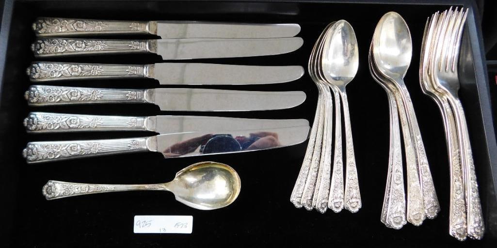 Sterling Silver - Flatware - Century - Royal Rose - 573 Grams Plus 6 Weighted Pieces (1 of 12)