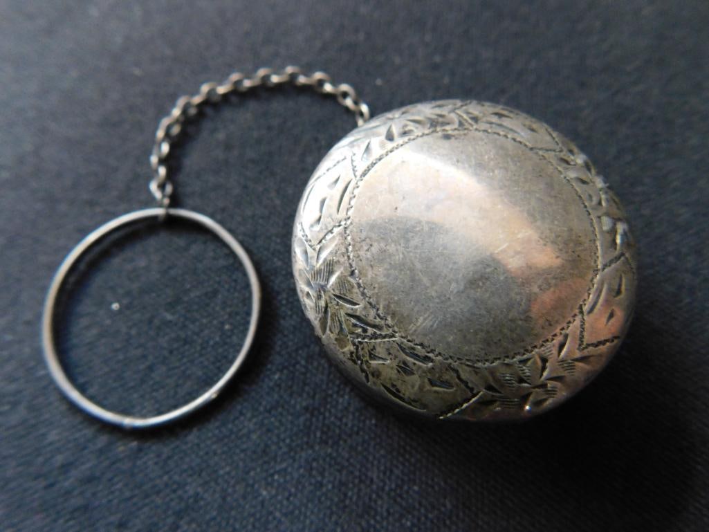 Sterling Silver - Pill Box with Chain - 16 Grams - 6