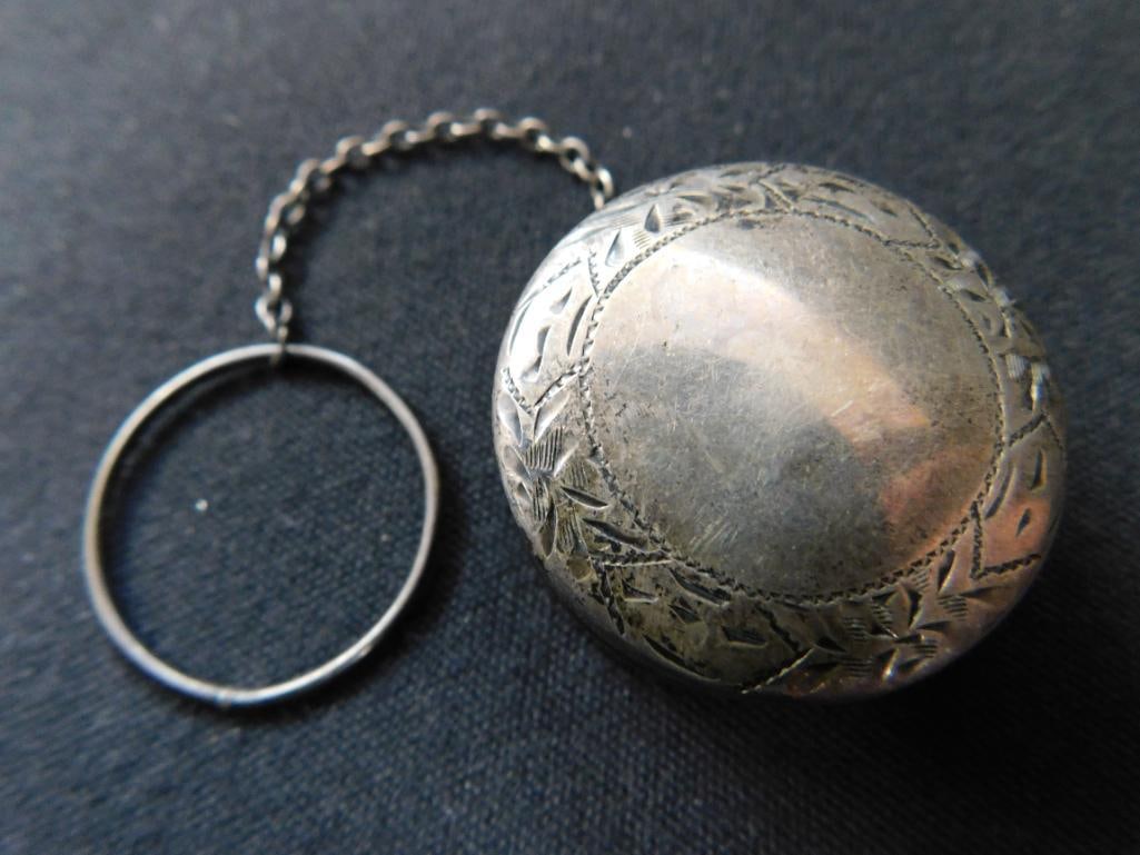 Sterling Silver - Pill Box with Chain - 16 Grams - 7