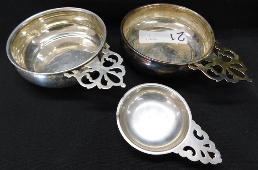 Sterling Silver - Group of 3 Nappies - Monogrammed - 221 Grams 4.25" and 2.75" (1 of 8)