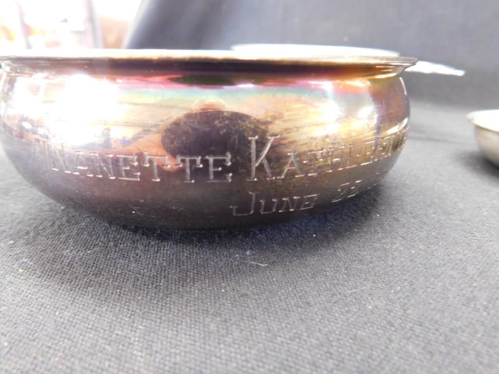 Sterling Silver - Group of 3 Nappies - Monogrammed - 221 Grams 4.25" and 2.75" - 5