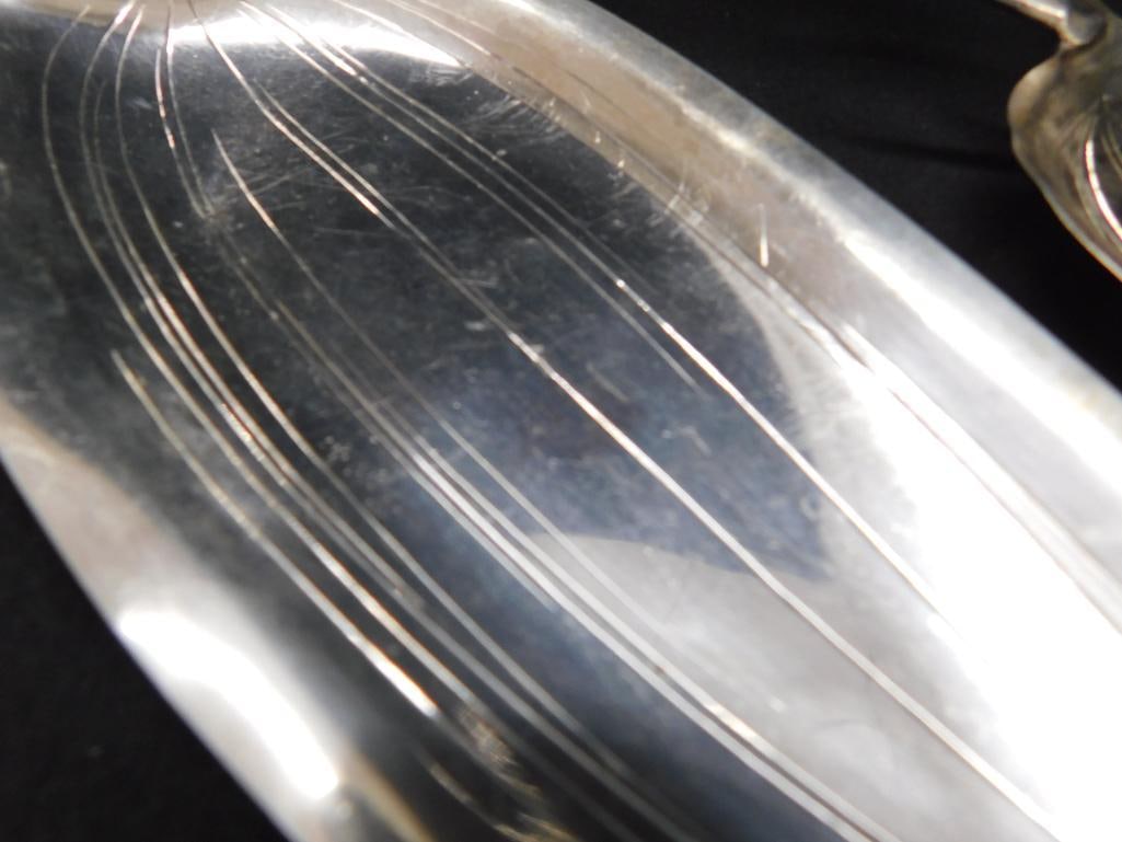 Sterling Silver - Handled Leaf Plates - k. Uyeda - Each 9.5" x 3.5" - 212 Grams - 3