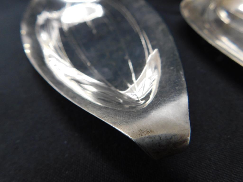 Sterling Silver - Handled Leaf Plates - k. Uyeda - Each 9.5" x 3.5" - 212 Grams - 4